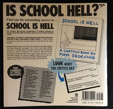 RARE Groening, Matt (Simpsons) SCHOOL IS HELL 1st Edition 1st Printing Very Good 9780394750910 ...