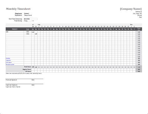 Tracking Hours Worked Spreadsheet with regard to Monthly Timesheet ...