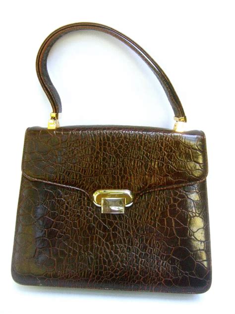 SAKS FIFTH AVENUE Chic Embossed Brown Leather Handbag c 1970s | Etsy