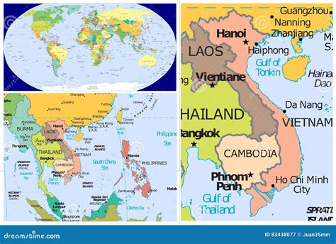 World Map With Vietnam | Cities And Towns Map