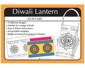 Diwali Lantern Template, Paper Lantern with Instructions, Diwali Craft, Art