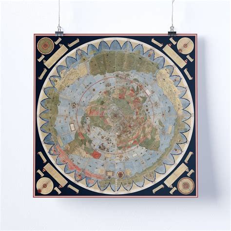 Ancient Flat Earth Map Poster Urbano Monte 1587, Antique Map, Old Map ...