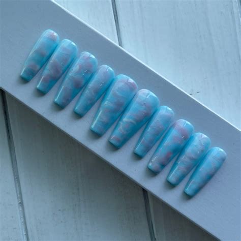 Blue Marble Nails - Etsy