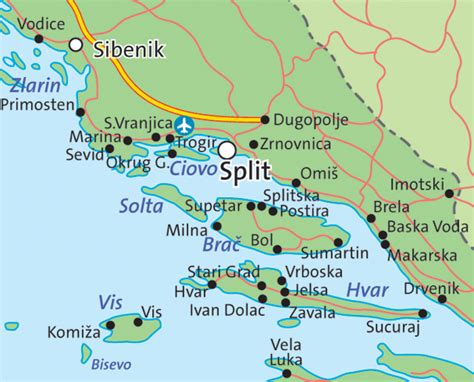 Map - Central Dalmatian Islands | Croatian Villas