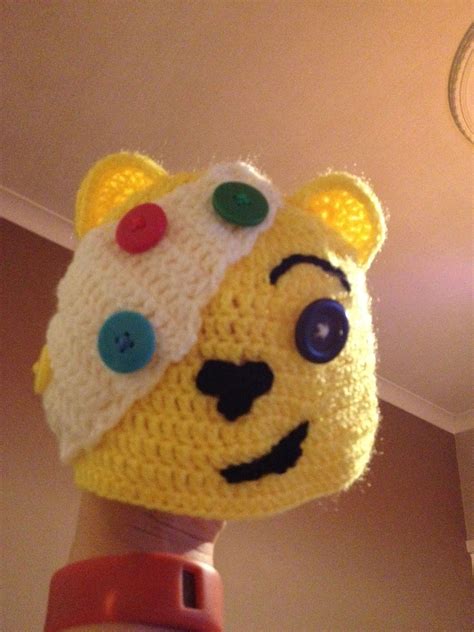 Pudsey bear Pudsey, Crochet Hats, Beanie, Nice, Crafts, Knitting Hats ...