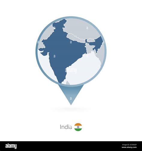 Map pin with detailed map of India and neighboring countries Stock ...