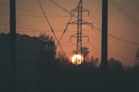 Silhouettes of wires stock image. Image of post, steel - 91804559