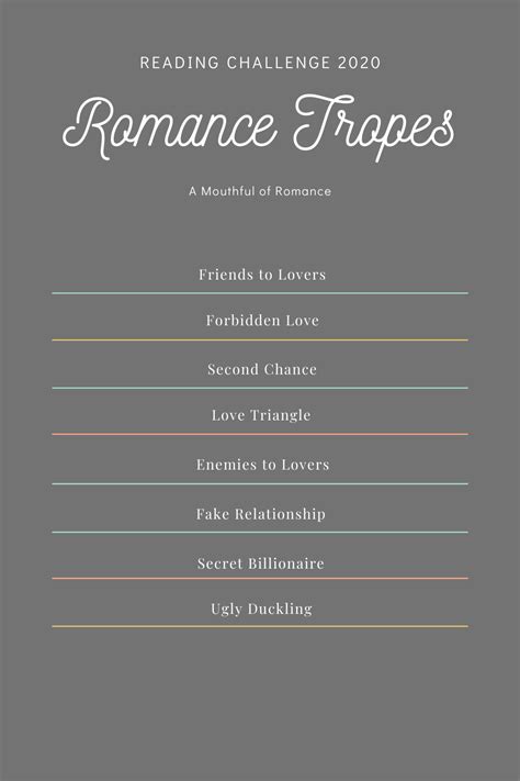 Reading Challenge - Romance Tropes | Writing inspiration prompts, Writing romance, Writing plot