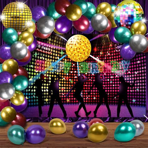 Disco Birthday Party Decorations Large Happy Birthday Disco Banner ...