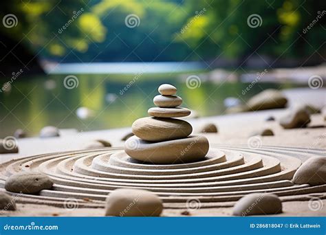 Zen Garden with Rocks and Sand Patterns - Stock Photography Stock Illustration - Illustration of ...