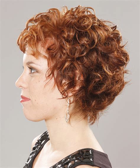 Short Curly Formal Hairstyle with Layered Bangs - Ginger Hair Color