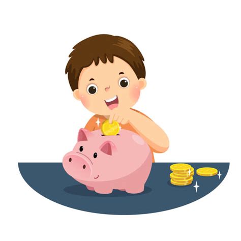 Kids Saving Piggy Bank stock vectors - iStock