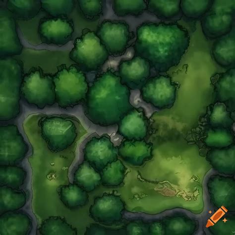 Top-down view of a green forest for rpg map on Craiyon