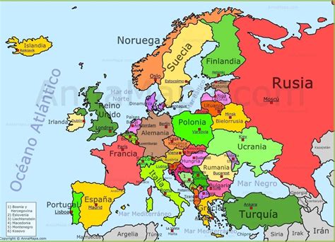 dibujo del mapa político de Europa indicando únicamente los países que ...