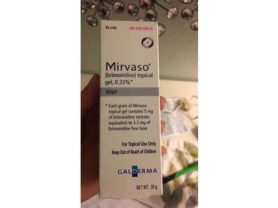 Mirvaso (brimonidine) Topical Gel, 0.33%, 30 g (RX) Ingredients and Reviews