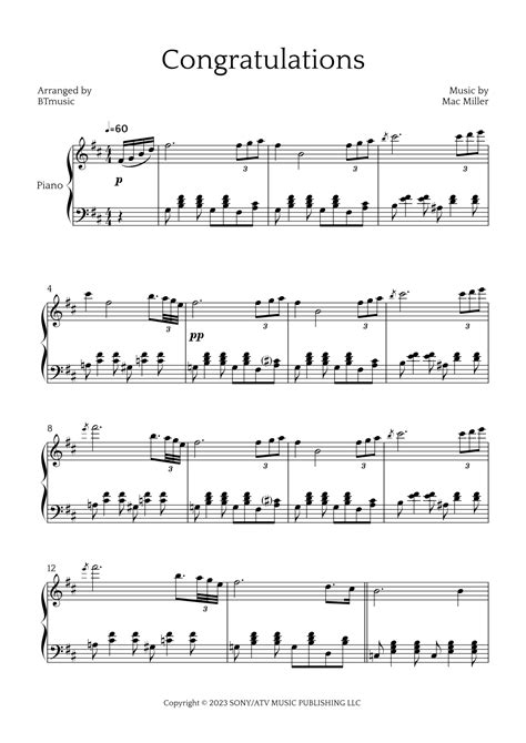 Congratulations Mac Miller Bilal) Piano Sheet Music, 50% OFF