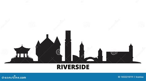 United States, Riverside City Skyline Isolated Vector Illustration ...