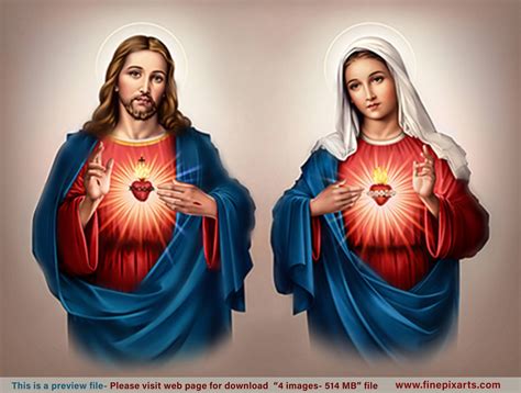 SACRED HEART OF JESUS CHRIST & IMMACULATE HEART OF MARY_BEIGE-130 MB | Heart of jesus, Jesus and ...