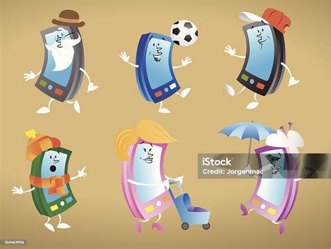 Cell Phone Characters Stock Illustration - Download Image Now ...