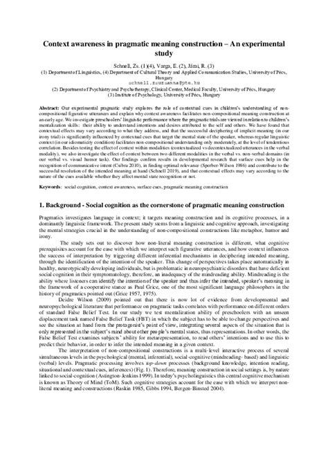 (PDF) Context awareness in pragmatic meaning construction -An experimental study | Zsuzsanna ...