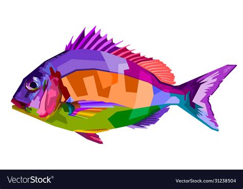 Colorful fish on pop art style Royalty Free Vector Image