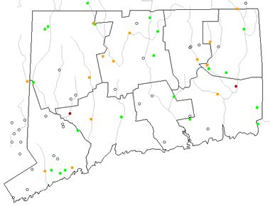 Map of Connecticut Lakes, Streams and Rivers