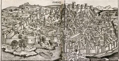 This print depicts Florence in the year 1493. The view is from the west. | Ancient maps, Map of ...