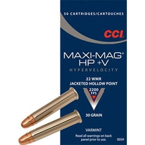 CCI Ammo 22 WMR HP Maxi-Mag+V 30gr. – Reloading Unlimited