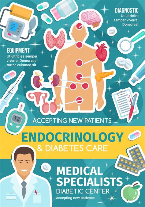 Premium Vector | Endocrinology medical poster with endocrine system