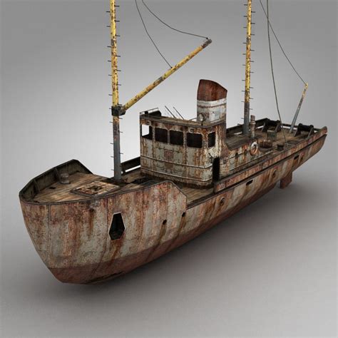 rusty fishing boat 3d model