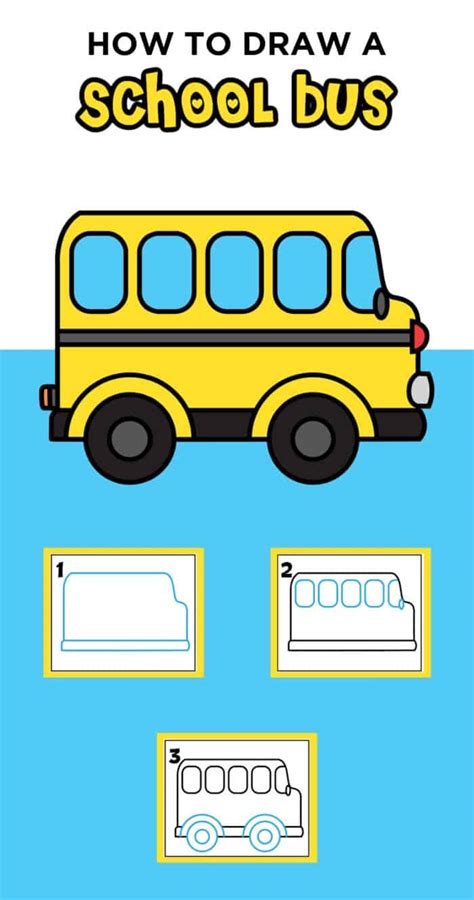 How To Draw A Bus Step By Step For Kids