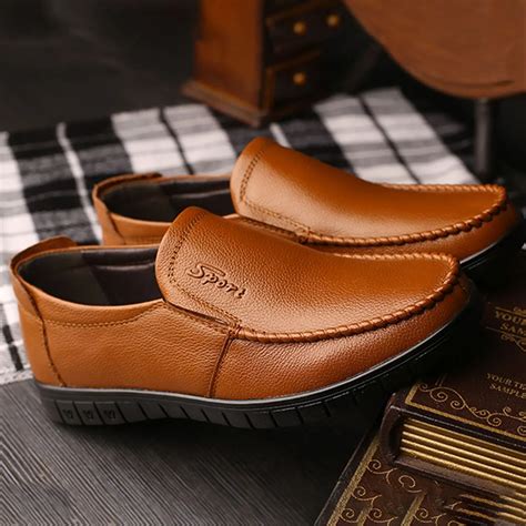 HEBA Men Soft Leather Loafers Spring Summer Male Casual Shoes Genuine Leather Moccasin Flat ...