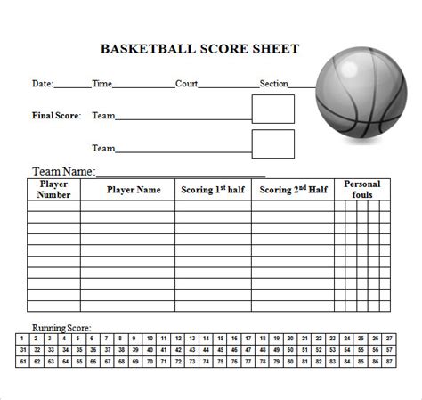 Philippine Basketball Score Sheet