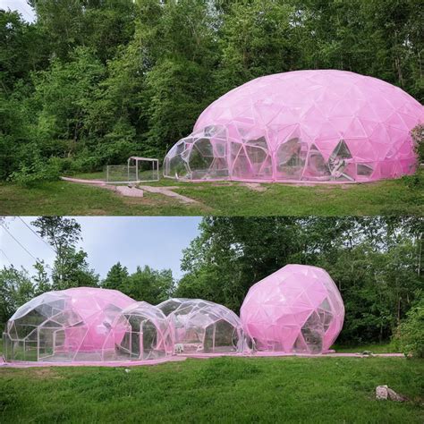 an inflatable geodesic house made of clear pink | Stable Diffusion | OpenArt