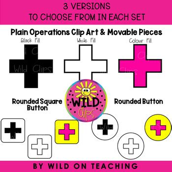 Math Operations Clip Art | With Movable Images License by Wild Clips