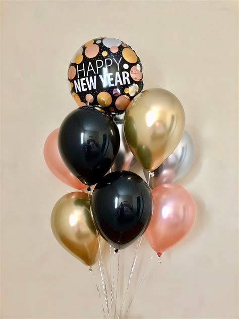 Happy New Year Balloonsrose Gold Gold Chrome Silver Chrome - Etsy