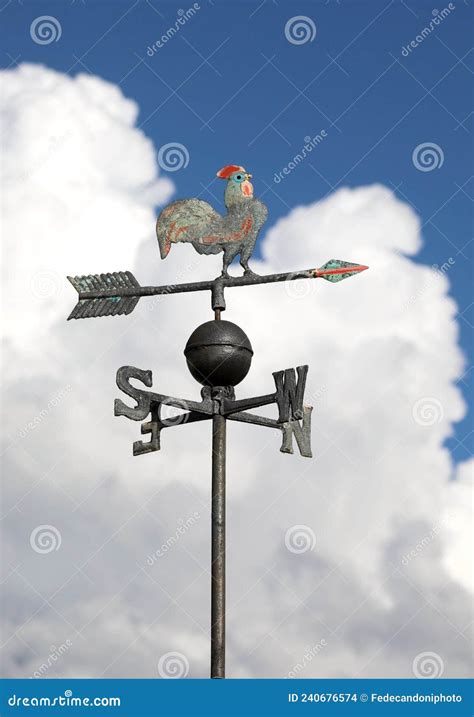 Weather Vane with the Symbols of the Cardinal Points and a Large Stock Photo - Image of animal ...