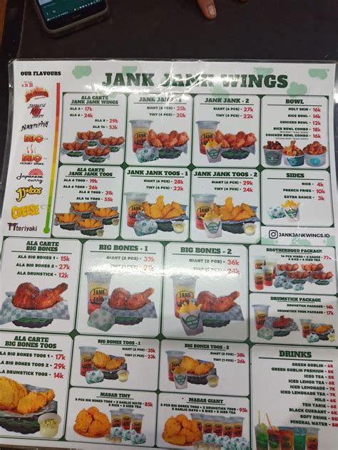 Menu at Jank Jank Wings Terban restaurant, Yogyakarta