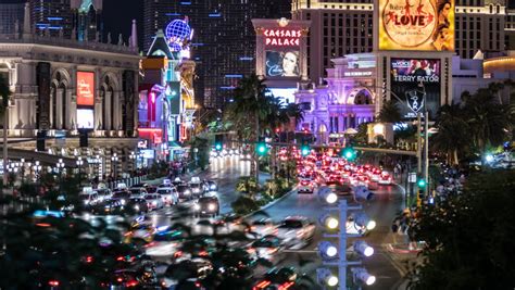 LAS VEGAS, NEVADA, USA - October 10, 2015: Zooming Time Lapse Of Busy ...