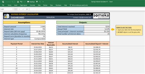 Savings Interest Calculator Excel Template | Savings Account Tool