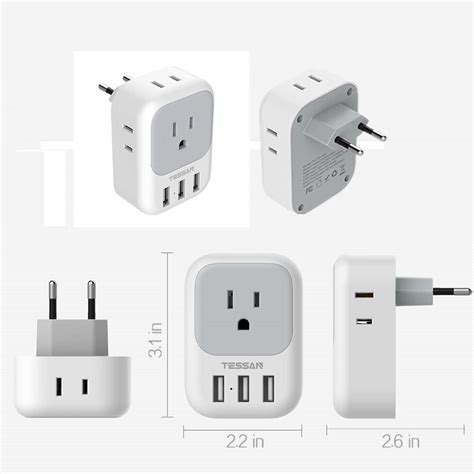 European Travel Power Plug Adapter with 4 Outlet 3 USB for US to Spain Italy | eBay