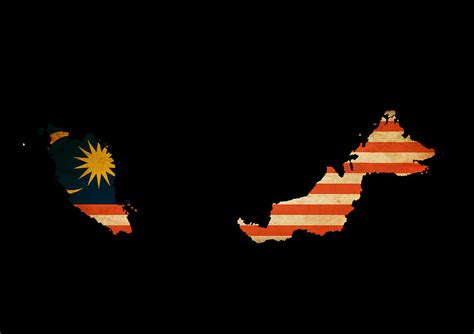 Malaysia outline map with grunge flag Photograph by Matthew Gibson ...