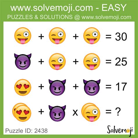 Solvemoji Emoji Math - Popular Puzzles | Emoji math, Maths puzzles, Math