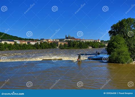 Flooding in Prague in June 2013, Moldau, Castle, Prague, Czech Republic Stock Photo - Image of ...