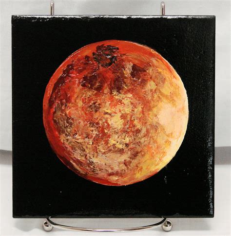 Mars Original, acrylic Painting on 6" x 6" ceramic tile. Protective ...