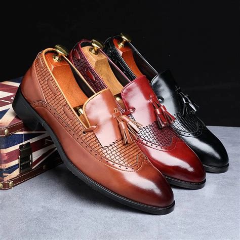 Men Dress ShoesT Luxury Fashion Italian Style Leather Loafer Shoes - AGODEAL | Italian dress ...