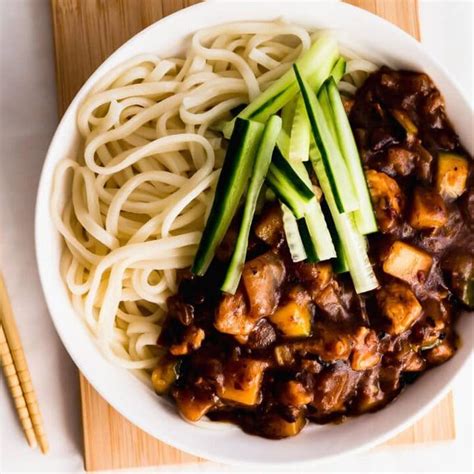 Jajangmyeon Korean Black Bean Sauce Noodles Curious Cuisiniere