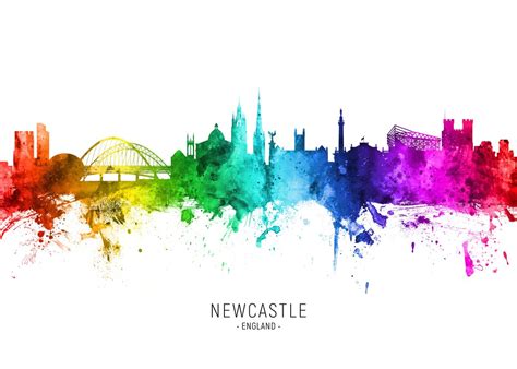 'Newcastle England Skyline' Poster, picture, metal print, paint by Michael Tompsett | Displate