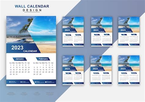 Premium Vector | Creative elegant 6pages wall calendar design template ...