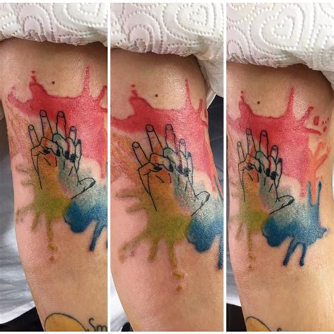 Colorful hand tattoo - Tattoo and piercing studio in Farnborough, Hampshire. Artists ...